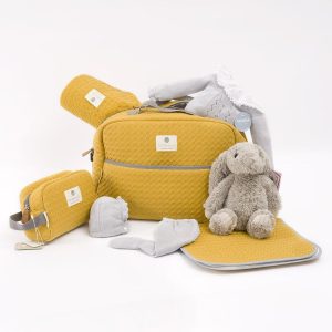 Lote Regalo Maternidad Premium Completo Primera Puesta Crochet Mostaza Nanetes