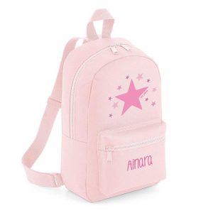 Mochila Junior Infantil Personalizada Loneta Estrella Rosa Mi Pipo