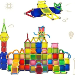 morkka 232 Piezas Rompecabezas Bloques magnéticos Juguetes imán construcción construcción Kit Montessori educación Juguetes para niños Juego apilamiento Juego con Ladrillos magnéticos y Palos