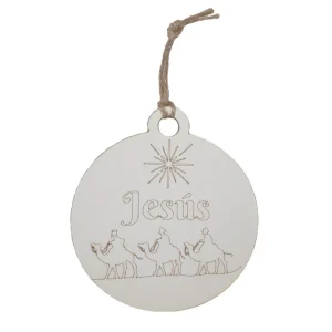 Adorno navideño Bola madera personalizada nombre Reyes Magos