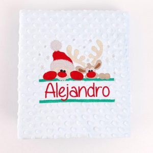 Manta Bebe Personalizada Navidad Noel y Rudolf Nanetes