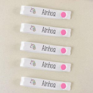 Pack 5 cintas cuelga ropa personalizadas unicornio